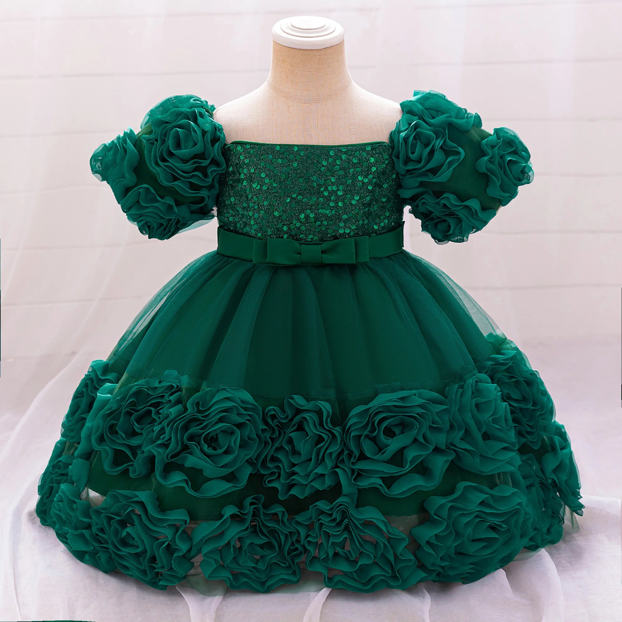 3D Flower Girls Party Princess Dress
