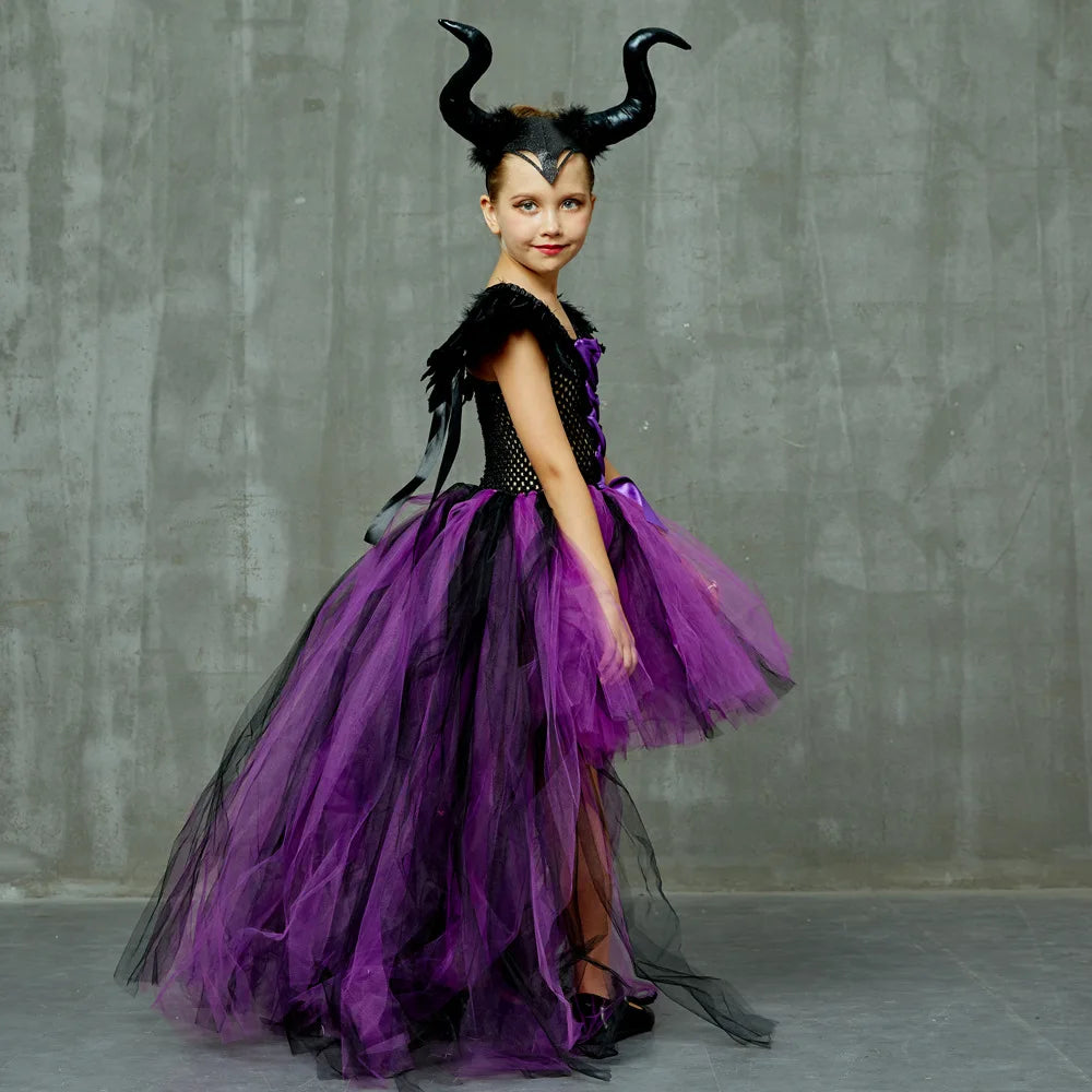 Halloween Children Cosplay Purple Gauze Dress