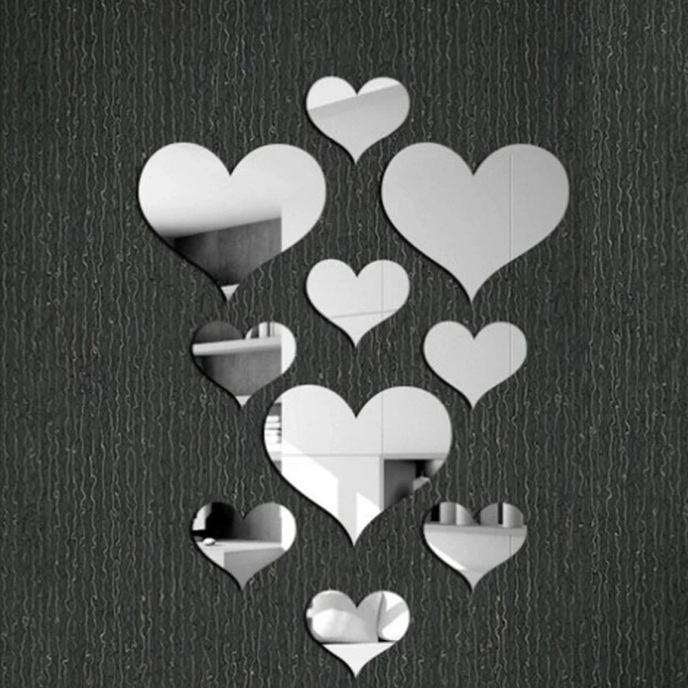 10Pcs/Set Durable Love Heart Wall Sticker Decoration