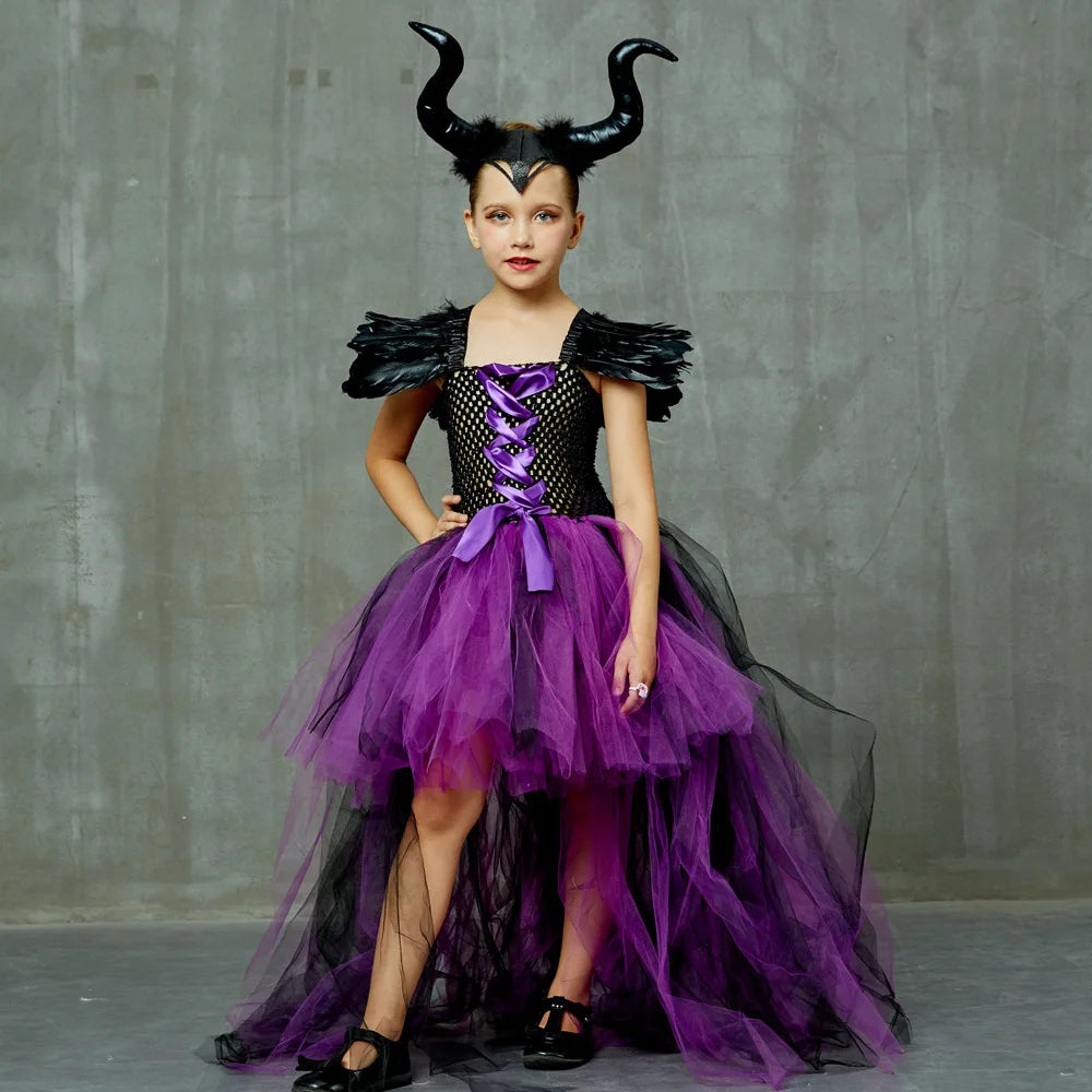 Halloween Children Cosplay Purple Gauze Dress