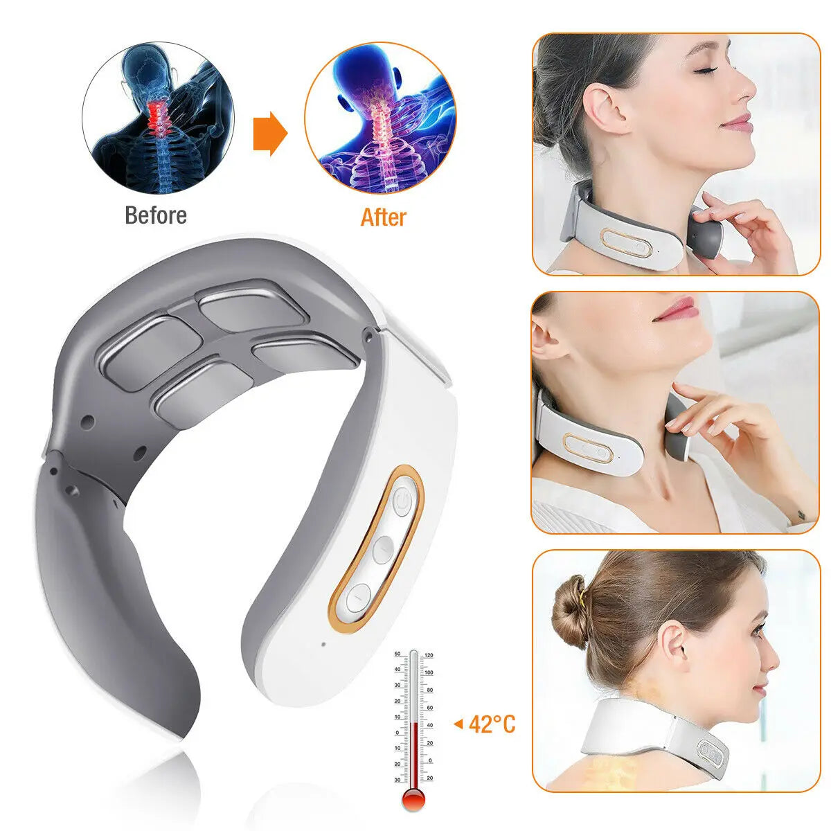Electric Neck Magnetic Pulse Heating Relax Pain Relief Massage