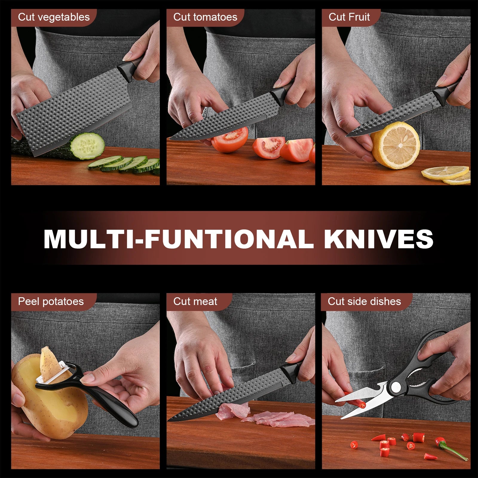 3/6-piece stainless steel household knives set