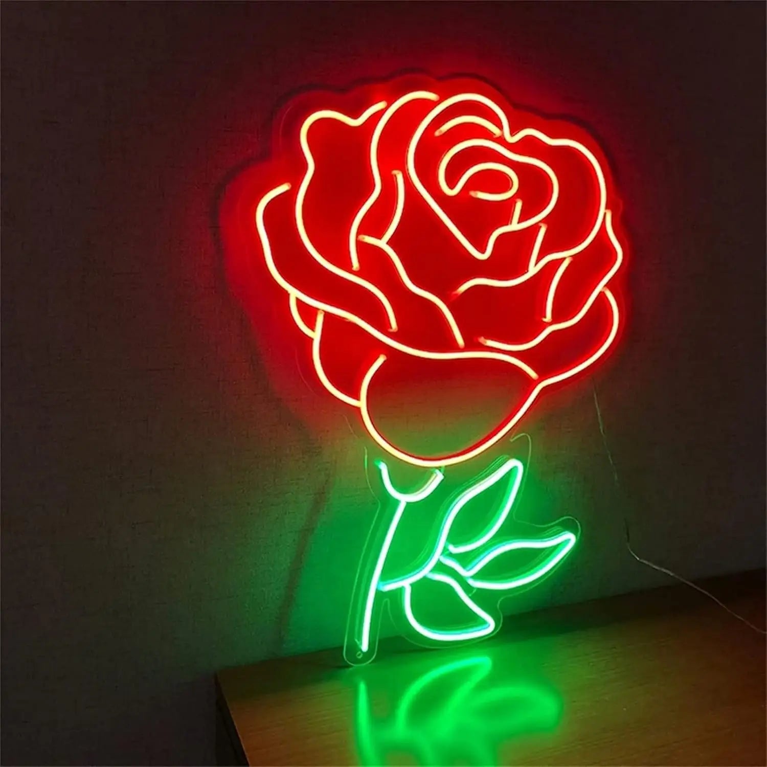 Rose Flower Neon Sign LED Valentine's Day Decor 40x26cm