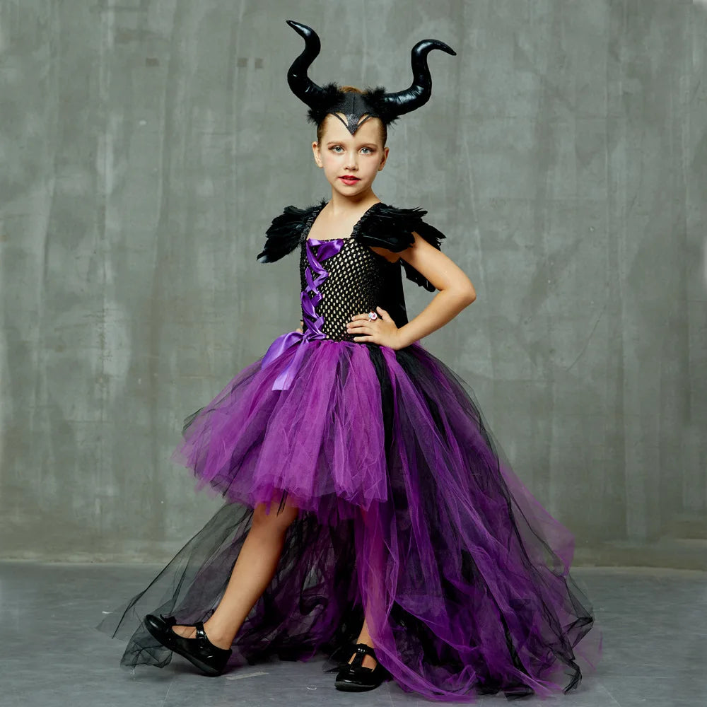 Halloween Children Cosplay Purple Gauze Dress