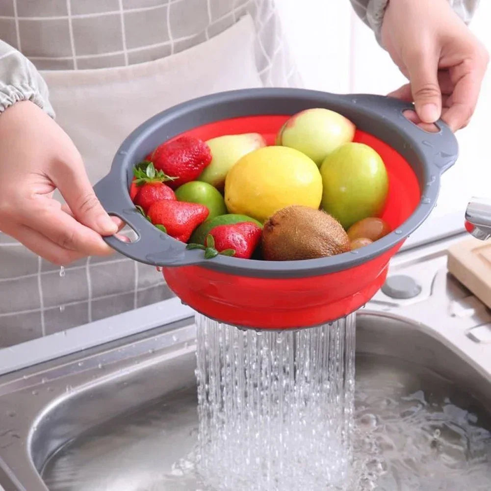 Silicone Folding Drain Fruit Vegetable Washing Basket