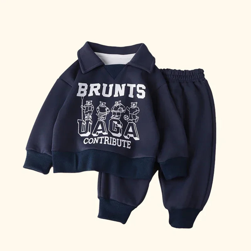 Children Sets Polo Sweatshirt+Pants
