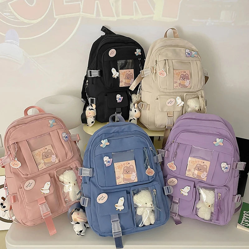 Women Waterproof Nylon School Backpack
