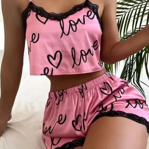 Women Pajama Shorts Suit & Camisoles Tank Ladies Sleepwear Set