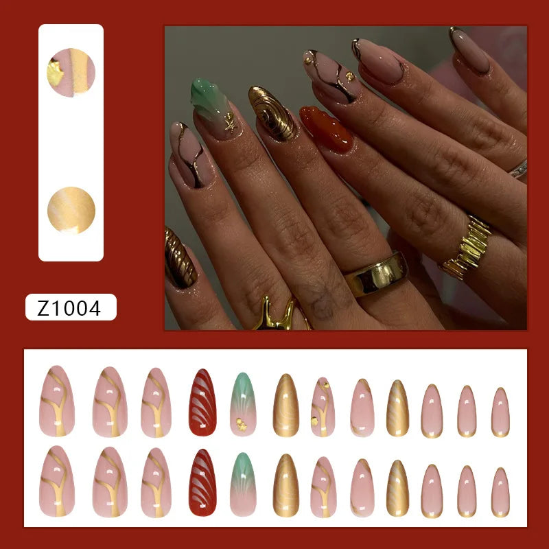 24pcs Retro Ocean Fake Nails