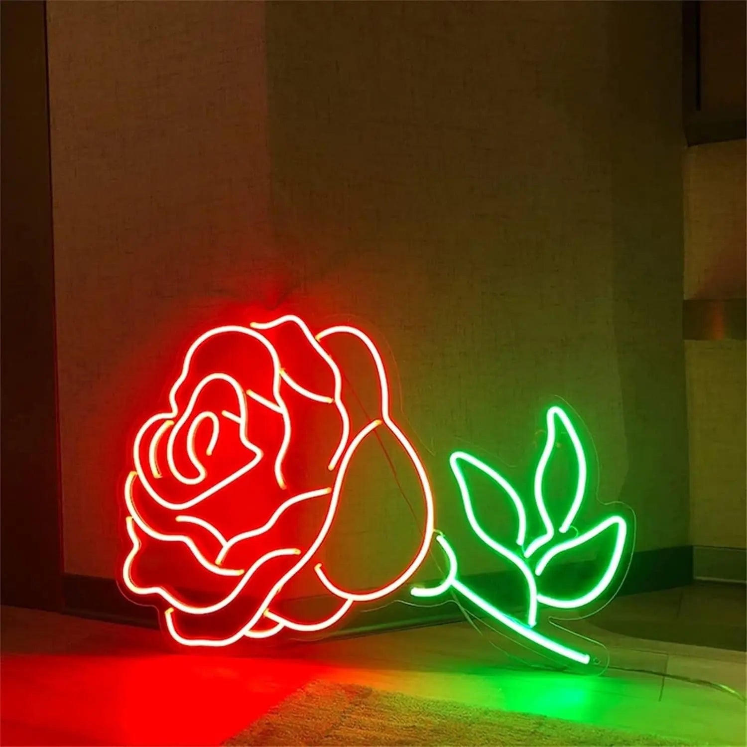 Rose Flower Neon Sign LED Valentine's Day Decor 40x26cm