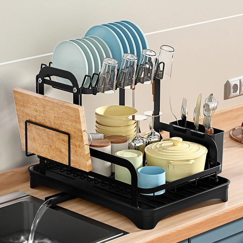 2 Tier Dish Bowl Drainer Storage Rack
