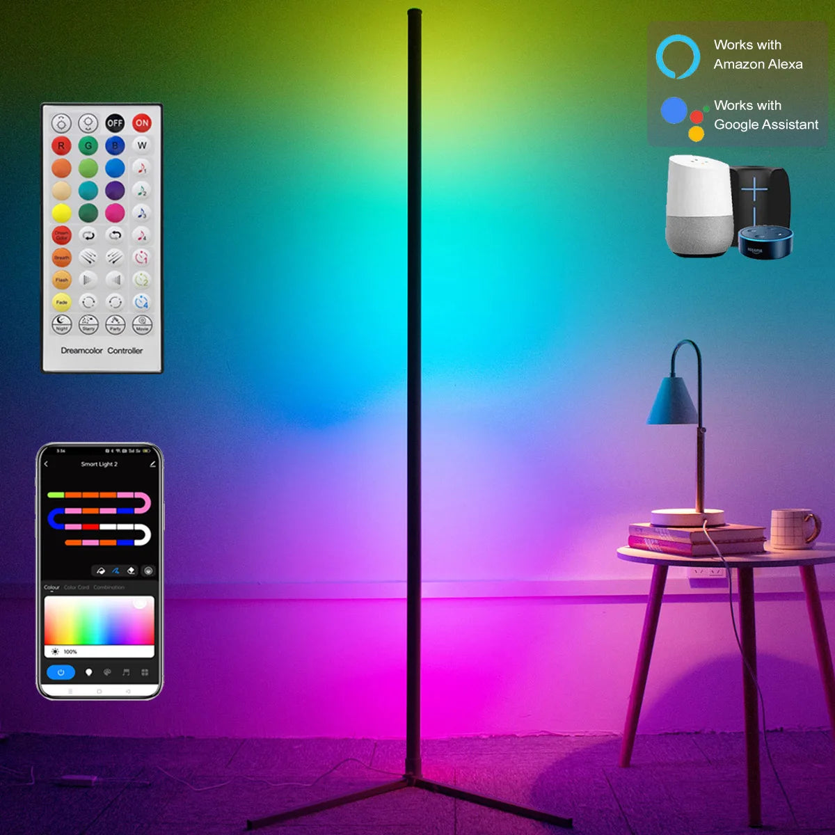 160cm Smart Tuya Corner Floor Lamp