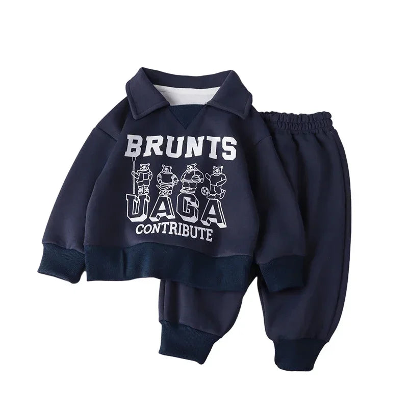 Children Sets Polo Sweatshirt+Pants