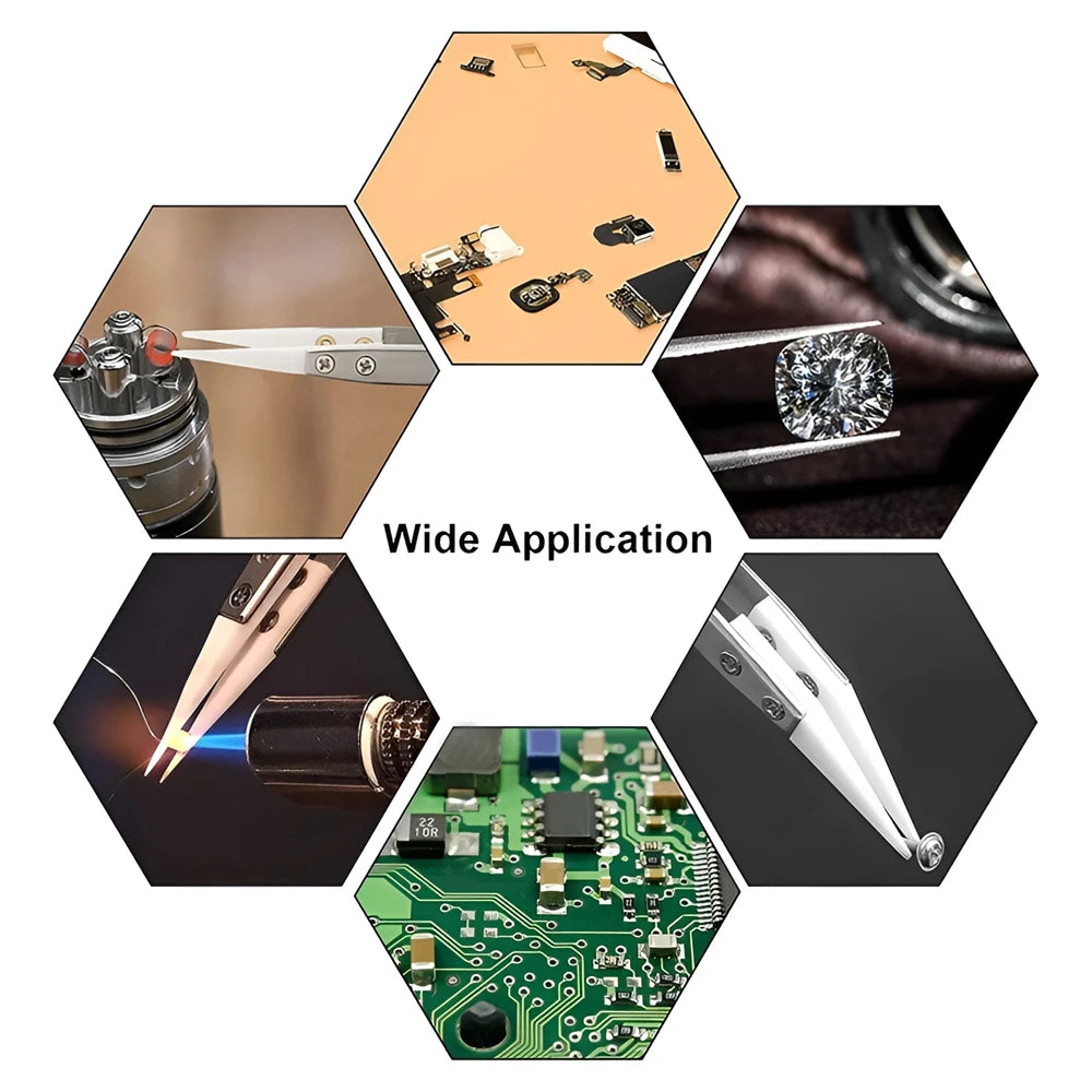 1/3PCS Resistant Precision Chuck Ceramic Tweezers