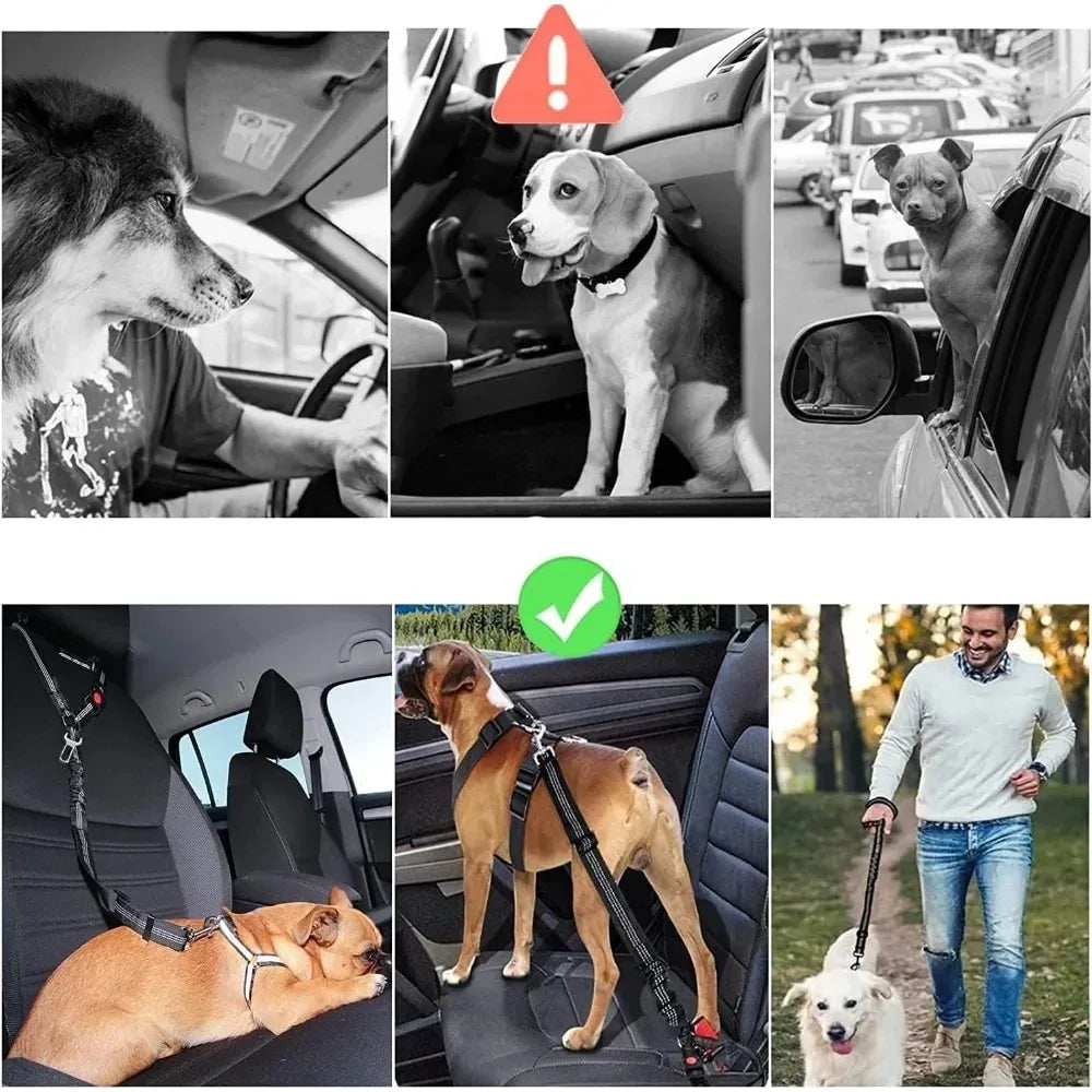 2-in-1 Car Adjustable Pet Safety Seat Belt